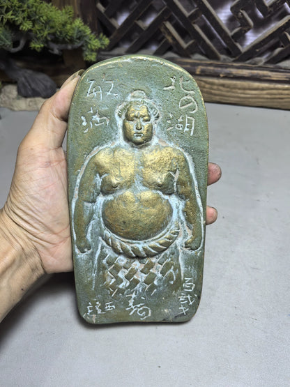 Sumo Wrestler – Japanese Metal Relief with Stand – detail 7