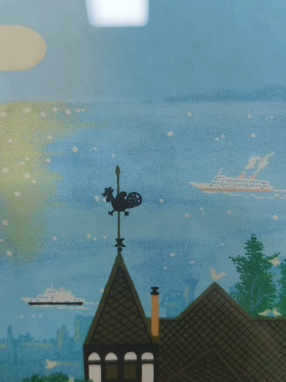 Blue Harbor Landscape – Framed Art Print – detail 4