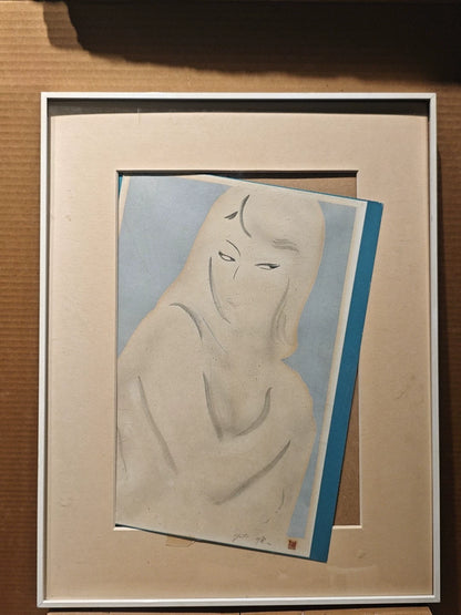 Abstract Female Figure – Framed Print with Signature and Seal