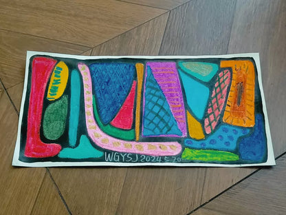 Colourful Abstract Paintings – Eight Individual Works – 20 × 45 cm