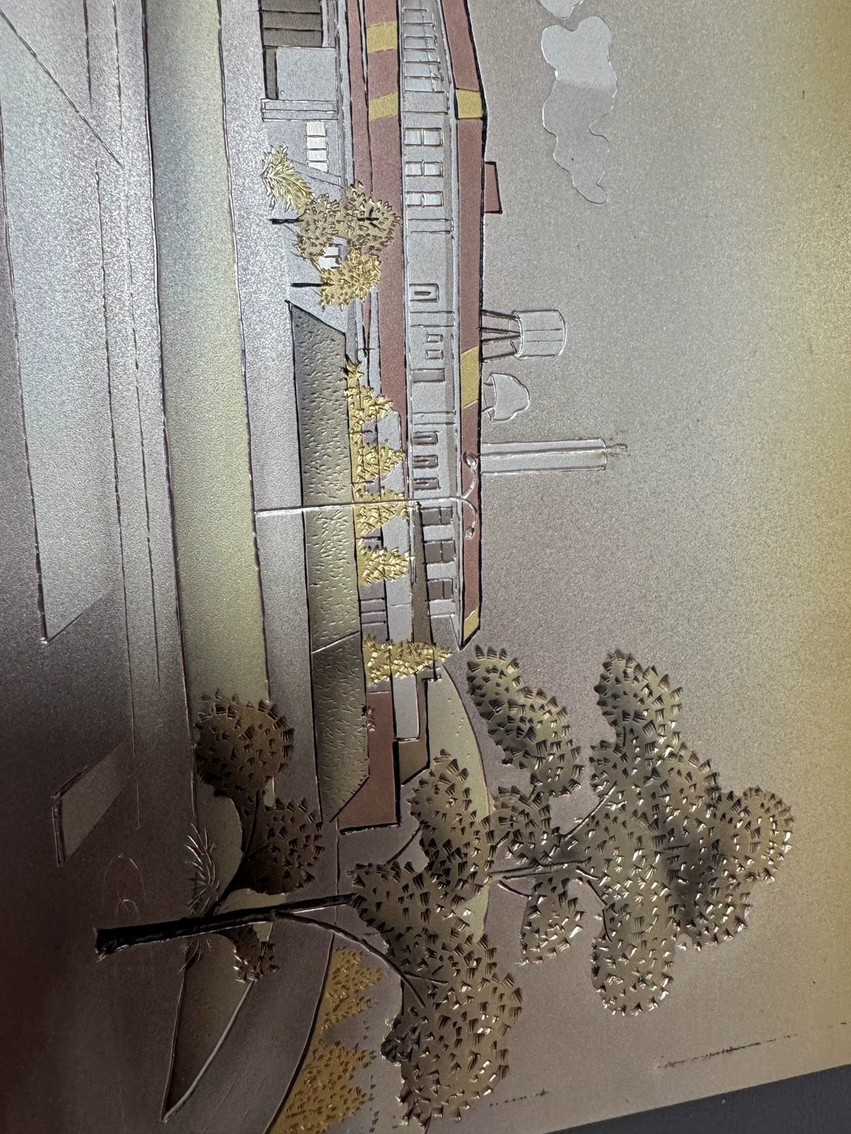 Architectural Street Scene – Japanese Metal Art Panel – detail 7