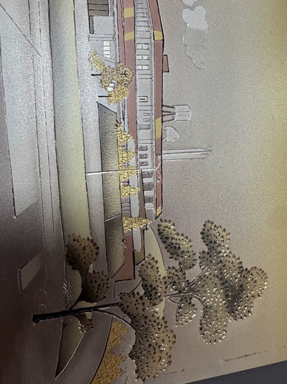 Architectural Street Scene – Japanese Metal Art Panel – detail 7
