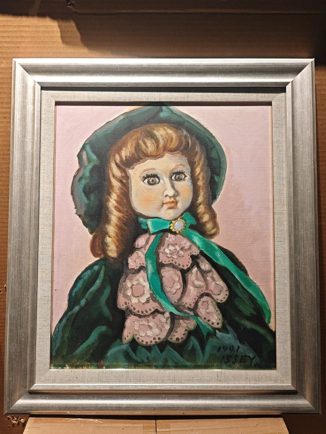 Issey – Doll Portrait, Framed Oil Painting, 1991