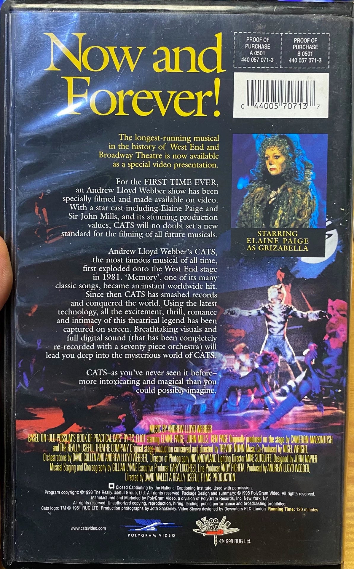Cats – 1998 Musical Film (VHS) – photo 2