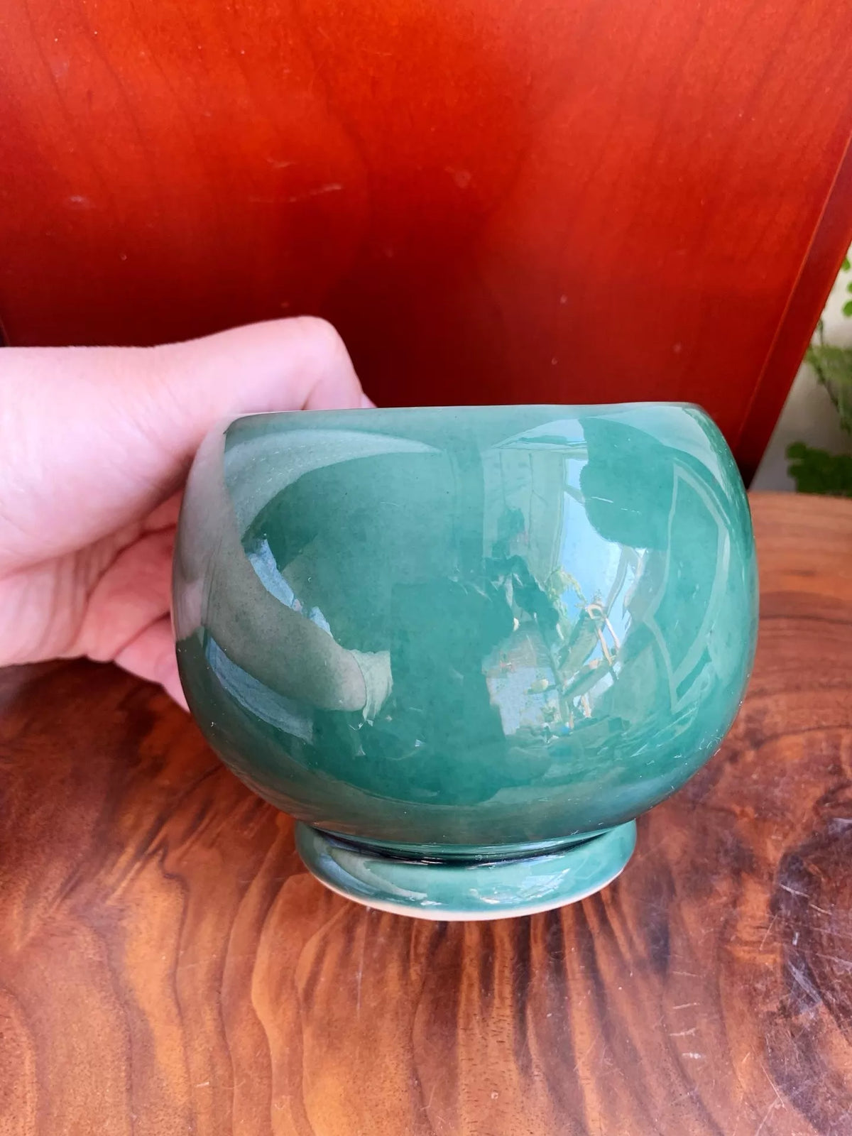 Green-Glazed Ceramic Pedestal Bowl 2
