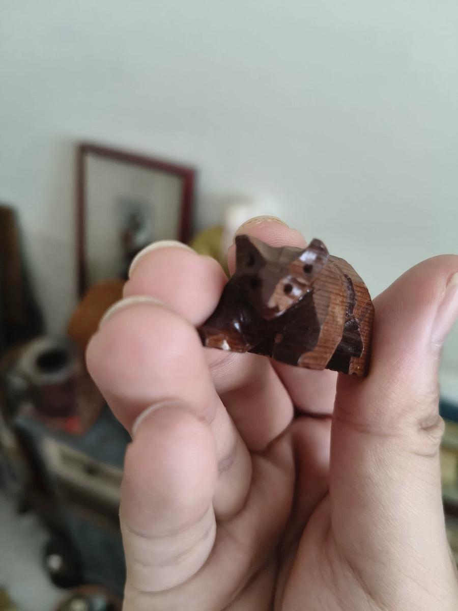 Miniature Brown Wooden Bear – Decorative Carving