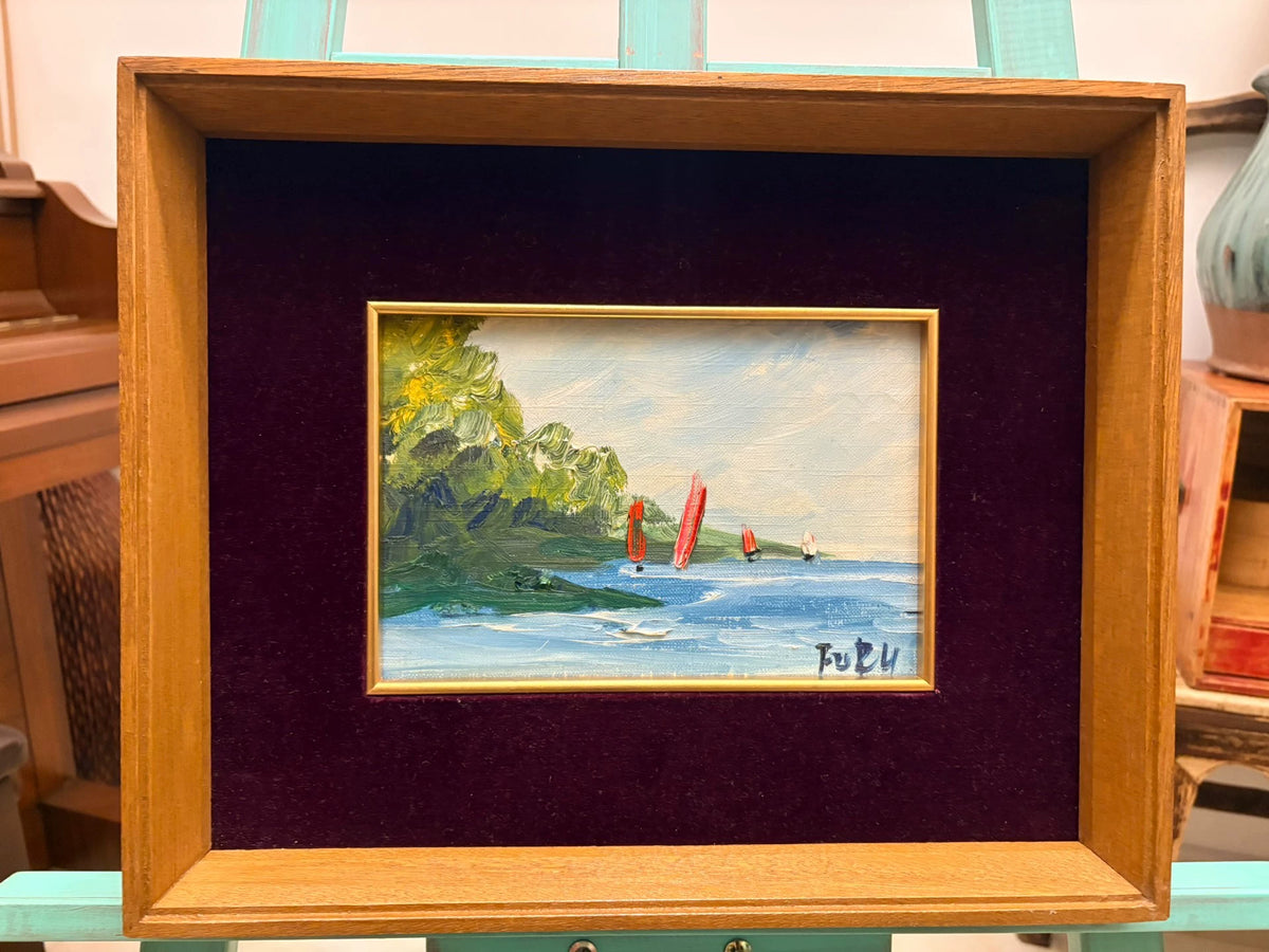 Lake Biwa Sailboats – Framed Painting