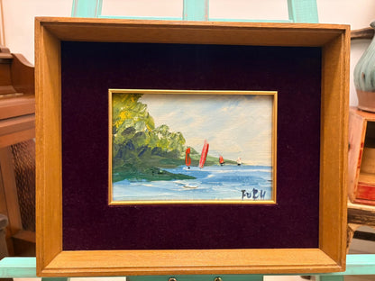 Lake Biwa Sailboats – Framed Painting