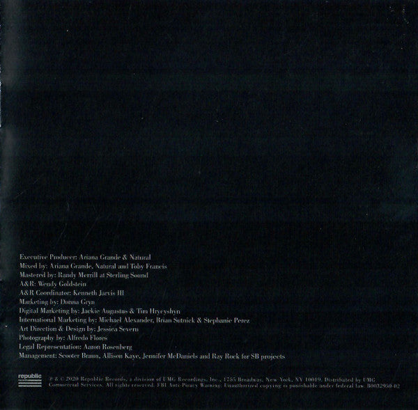 Ariana Grande K Bye For Now RSD 2CD insert detail