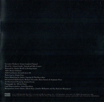 Ariana Grande K Bye For Now RSD 2CD insert detail