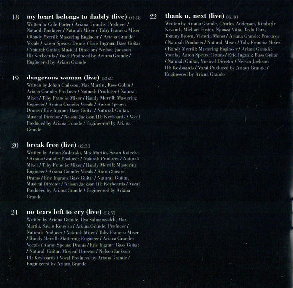 Ariana Grande K Bye For Now RSD 2CD insert