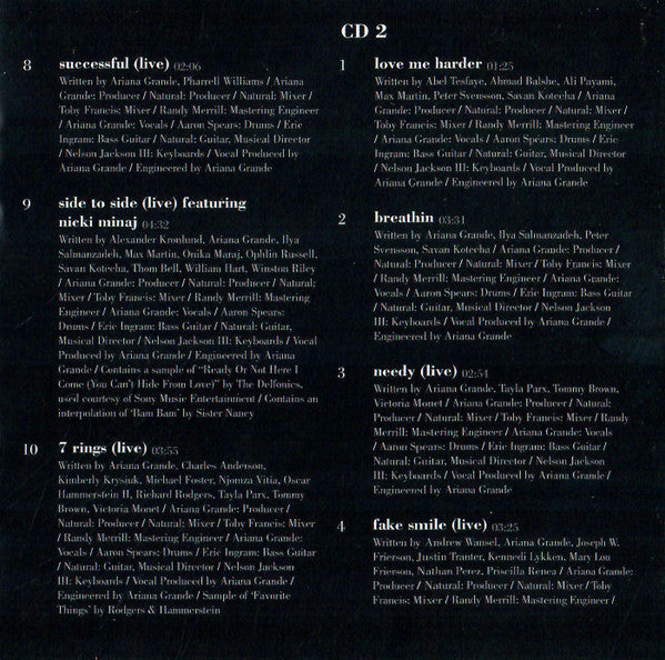 Ariana Grande K Bye For Now RSD 2CD interior