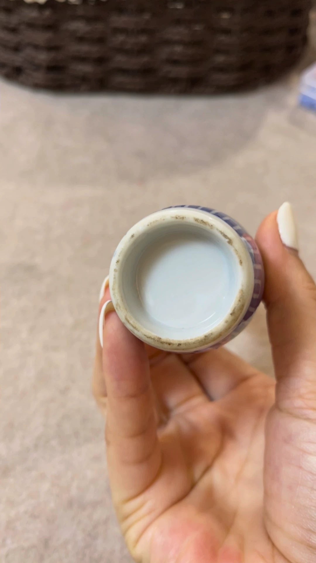 Blue-and-white pine bamboo and plum mini vase