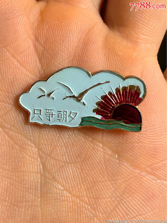 Seize the Day — Seagull Sunrise Aluminium Badge, c.1967–76