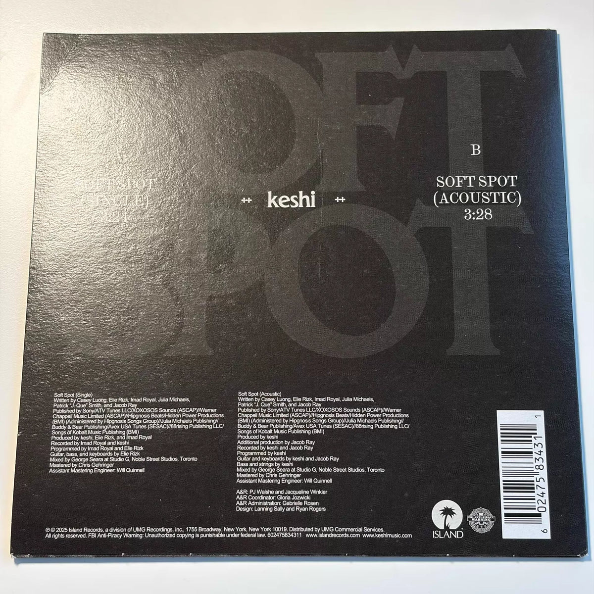 keshi — Soft Spot — Clear 7-inch Vinyl Single (Opened, Unplayed) — photo 3